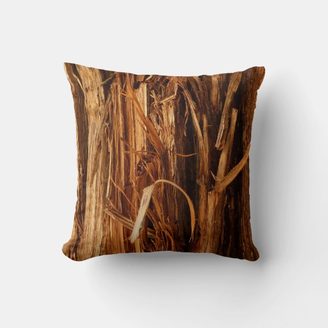 Cedar Textured Wooden Bark Look Cushion (Front)