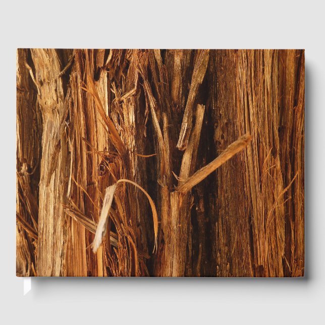 Cedar Textured Wooden Bark Look Guest Book (Front)