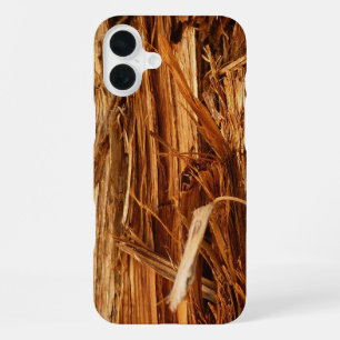 Cedar Textured Wooden Bark Look iPhone 16 Plus Case