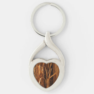 Cedar Textured Wooden Bark Look Key Ring