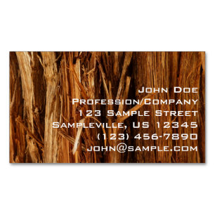 Cedar Textured Wooden Bark Look Magnetic Business Card
