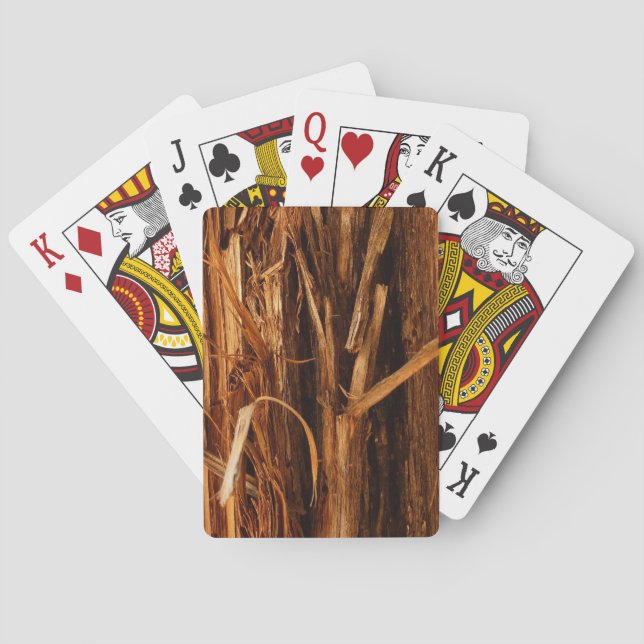 Cedar Textured Wooden Bark Look Playing Cards (Back)