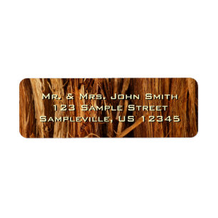Cedar Textured Wooden Bark Look Return Address Label