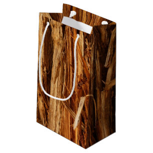 Cedar Textured Wooden Bark Look Small Gift Bag