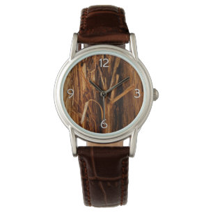 Cedar Textured Wooden Bark Look Watch