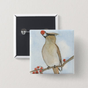 Cedar Waxwing 15 Cm Square Badge