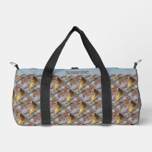 Cedar Waxwing Bird Berries Nature Personalised Duffle Bag