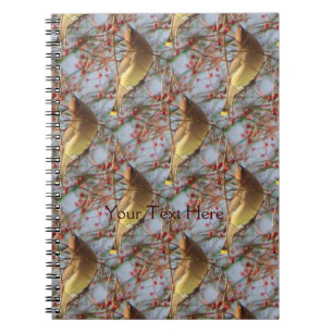 Cedar Waxwing Bird Nature Art Pattern Notebook