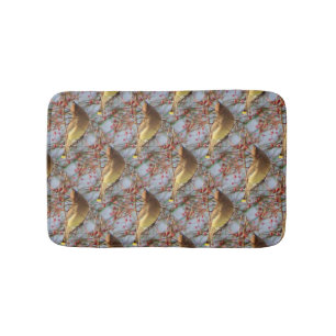Cedar Waxwing Bird Nature Pattern Bath Mat