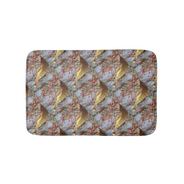 Cedar Waxwing Bird Nature Pattern Bath Mat (Front)