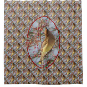 Cedar Waxwing Bird Nature Pattern  Shower Curtain
