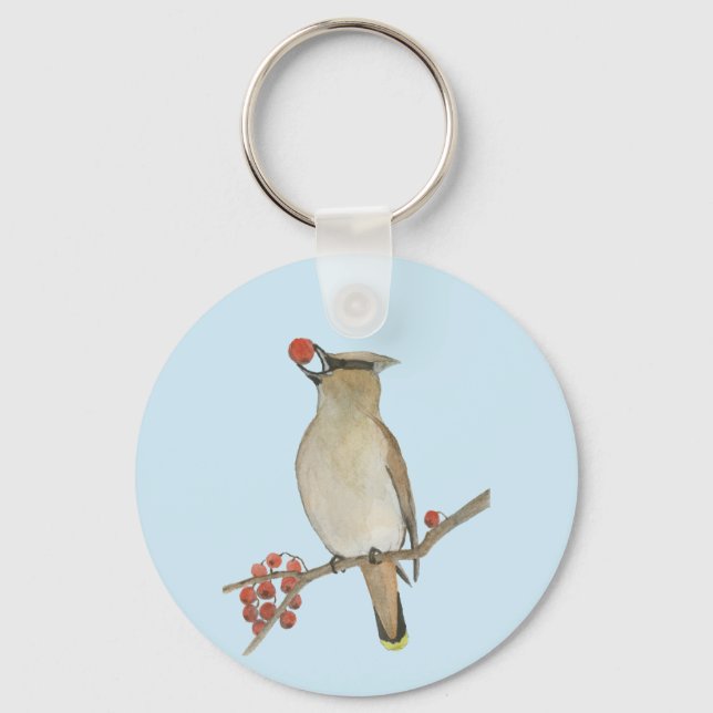 Cedar Waxwing Key Ring (Front)