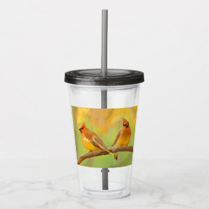 Cedar Waxwing Painting - Cute Original Dog Art Acrylic Tumbler