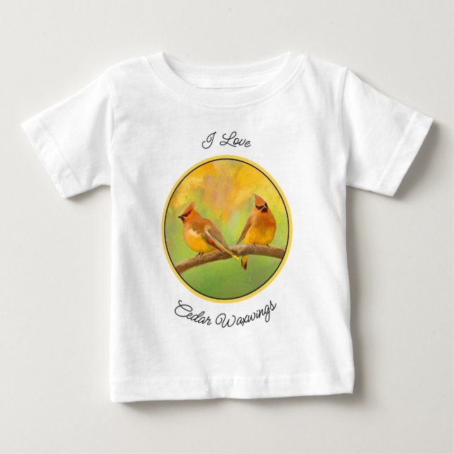 Cedar Waxwing Painting - Cute Original Dog Art Baby T-Shirt (Front)