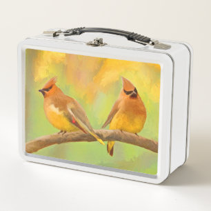 Cedar Waxwing Painting - Cute Original Dog Art Metal Lunch Box