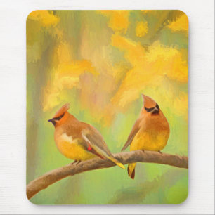 Cedar Waxwing Painting - Cute Original Dog Art Mouse Pad