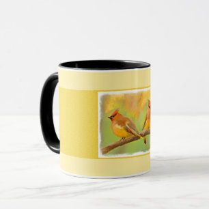 Cedar Waxwing Painting - Cute Original Dog Art Mug