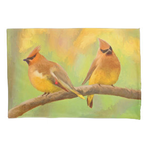 Cedar Waxwing Painting - Cute Original Dog Art Pillowcase