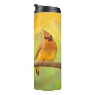 Cedar Waxwing Painting - Cute Original Dog Art Thermal Tumbler