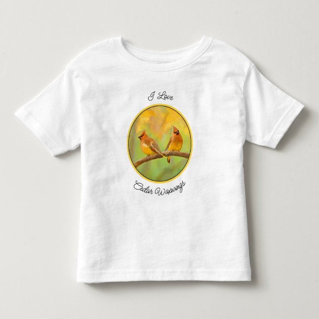 Cedar Waxwing Painting - Cute Original Dog Art Toddler T-Shirt (Front)