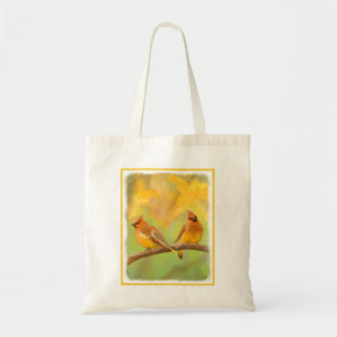 Cedar Waxwing Painting - Cute Original Dog Art Tote Bag