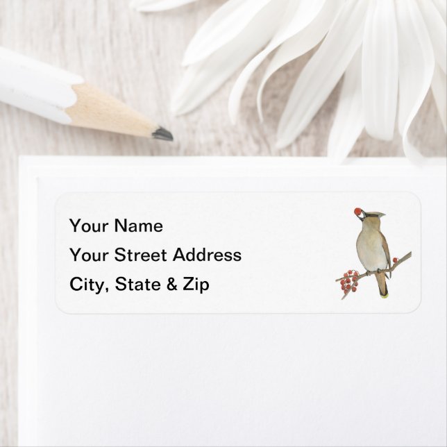Cedar Waxwing Return Address Label (Insitu)