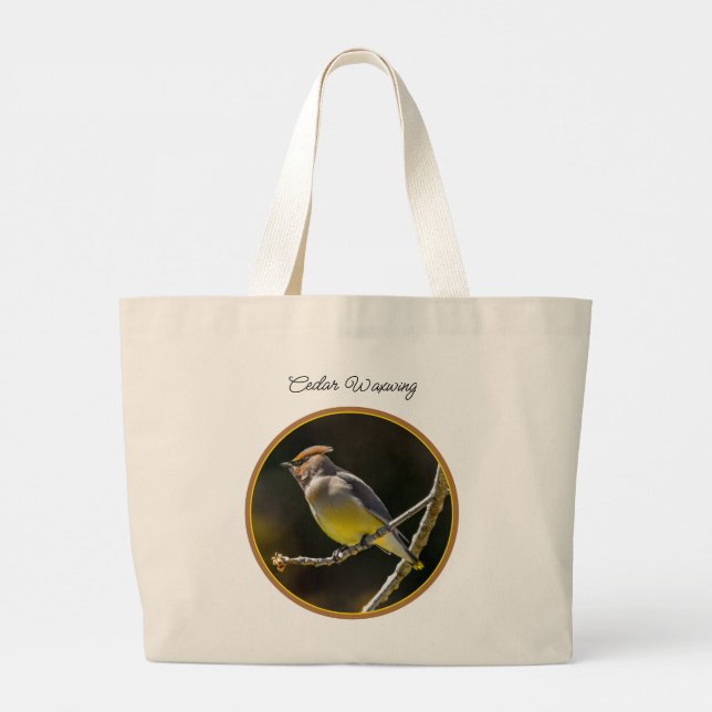 Cedar Waxwing Songbird Original Wild Bird Photo Large Tote Bag (Back)