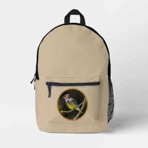 Cedar Waxwing Songbird Original Wild Bird Photo Printed Backpack
