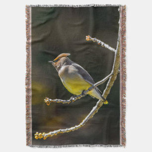 Cedar Waxwing Songbird Original Wild Bird Photo Throw Blanket