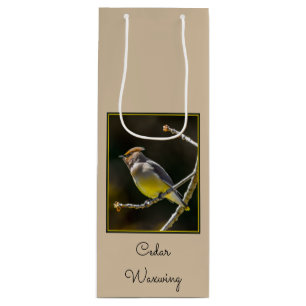 Cedar Waxwing Songbird Original Wild Bird Photo Wine Gift Bag