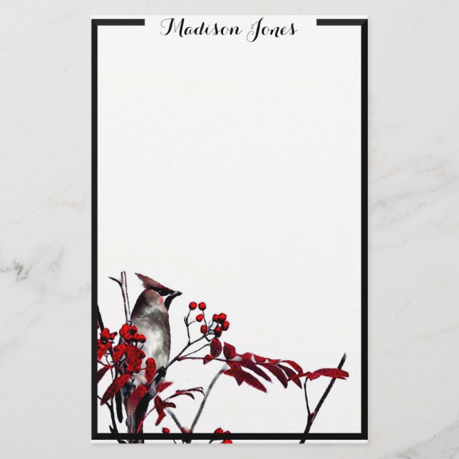 Cedar Waxwing Stationery (Front)