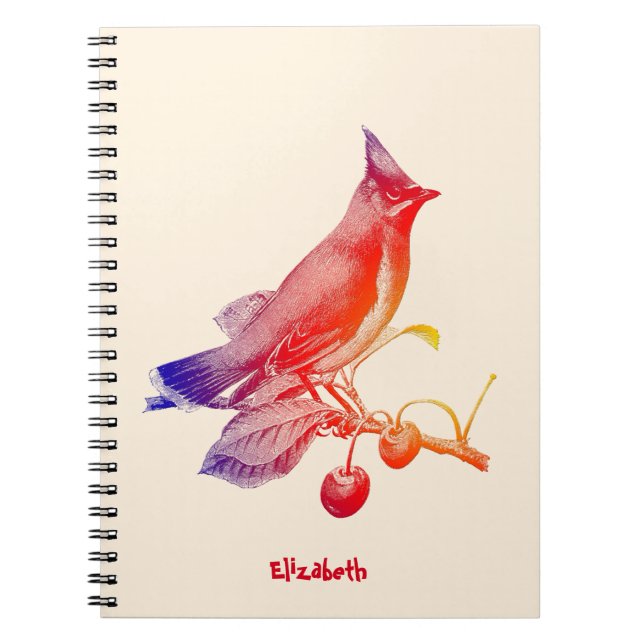 Cedar Waxwing Transparent Bird Notebook (Front)