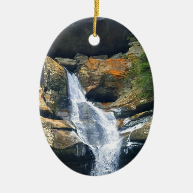Ceder Falls, Hocking Hills Ohio Ceramic Tree Decoration (Front)