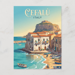Cefalu Harbour Italy Postcard