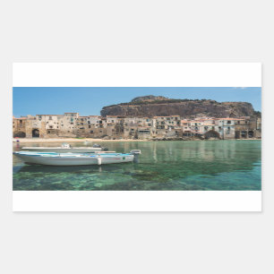 Cefalu town in Sicily Rectangular Sticker