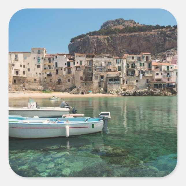 Cefalu town in Sicily Square Sticker (Front)