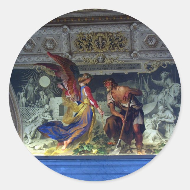 Ceiling in the Vatican Museum in Rome Classic Round Sticker (Front)