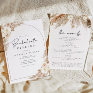 CEIRA Bohemian Pampas Grass Bachelorette Weekend Invitation