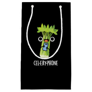 Cel-lery Phone Funny Celery Veggie Pun Dark BG Small Gift Bag