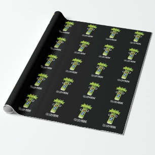Cel-lery Phone Funny Celery Veggie Pun Dark BG Wrapping Paper
