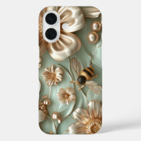 Celadon 3D Bees and Flowers Puffy Style Bumblebees