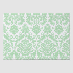 Celadon and White Elegant Damask Pattern Tissue Paper