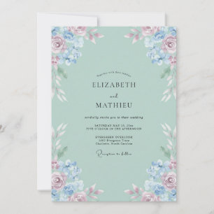 Celadon Blush Petal Wedding Invitation