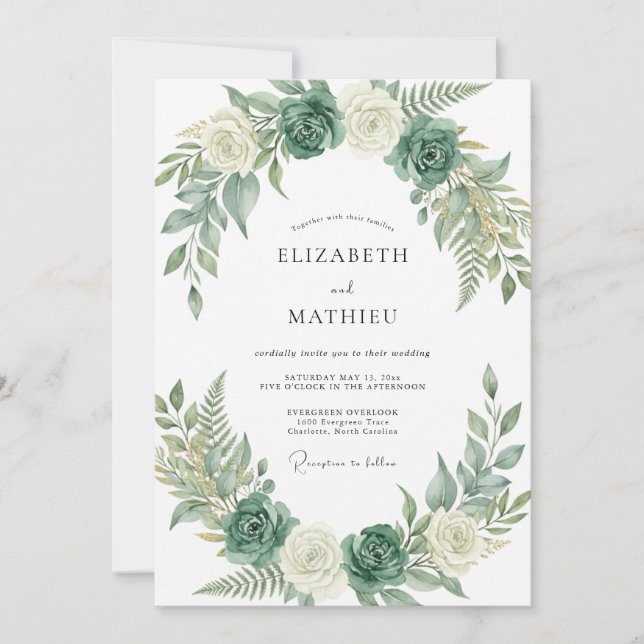 Celadon Fern Eucalyptus Wedding Invitation (Front)