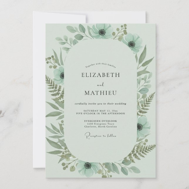 Celadon Fern Foliage Wedding Invitation (Front)