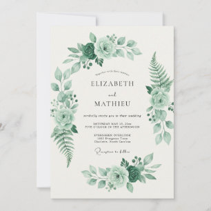 Celadon Fern Leaf Wedding Invitation