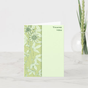 Celadon Green Botanical Floral Thank You Note Card