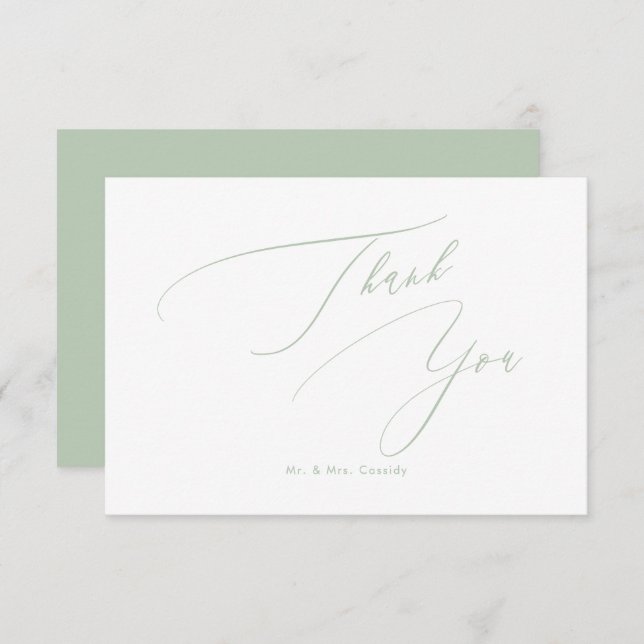 Celadon Green DIY colours Luxe Script Thank You (Front/Back)