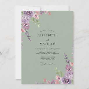 Celadon Lavender Foliage Eucalyptus Wedding Invitation
