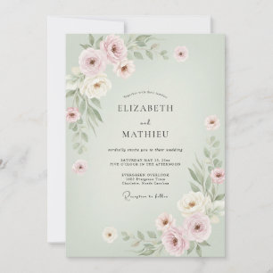 Celadon Mauve Painted Wedding Invitation